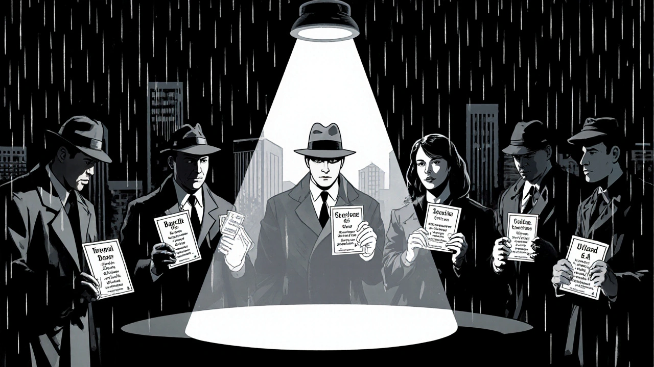 Antibiotic characters as detectives comparing doses and side effects.