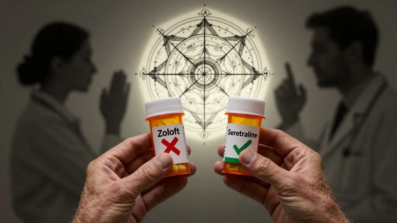 Two pill bottles side by side — branded drug crossed out, generic approved — with formulary chart in background.