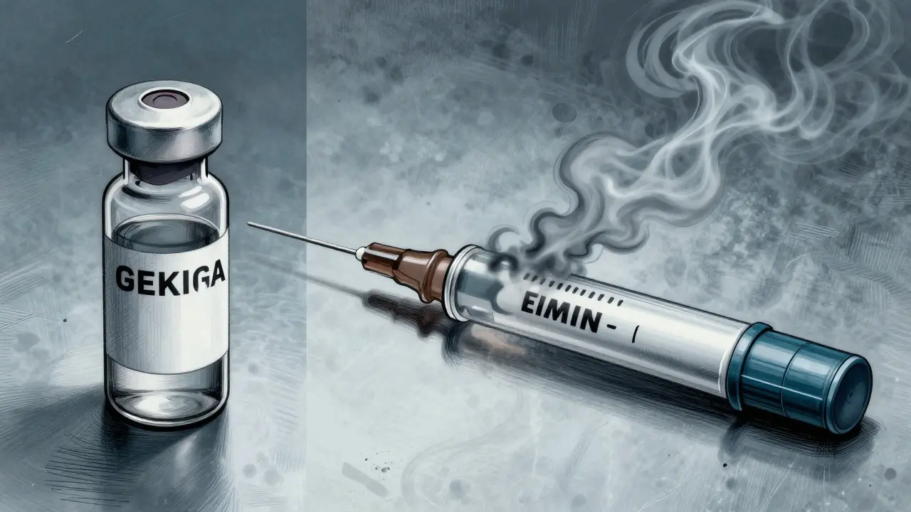 Close-up of an insulin vial and an EpiPen illustrating the loss of potency