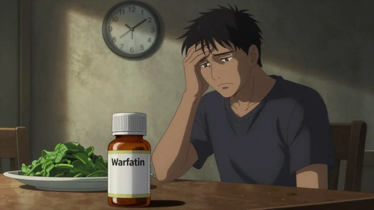 Patient stressed by greens and meds in gritty manga style