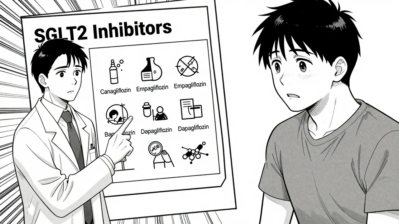Doctor explaining SGLT2 inhibitor differences to a patient