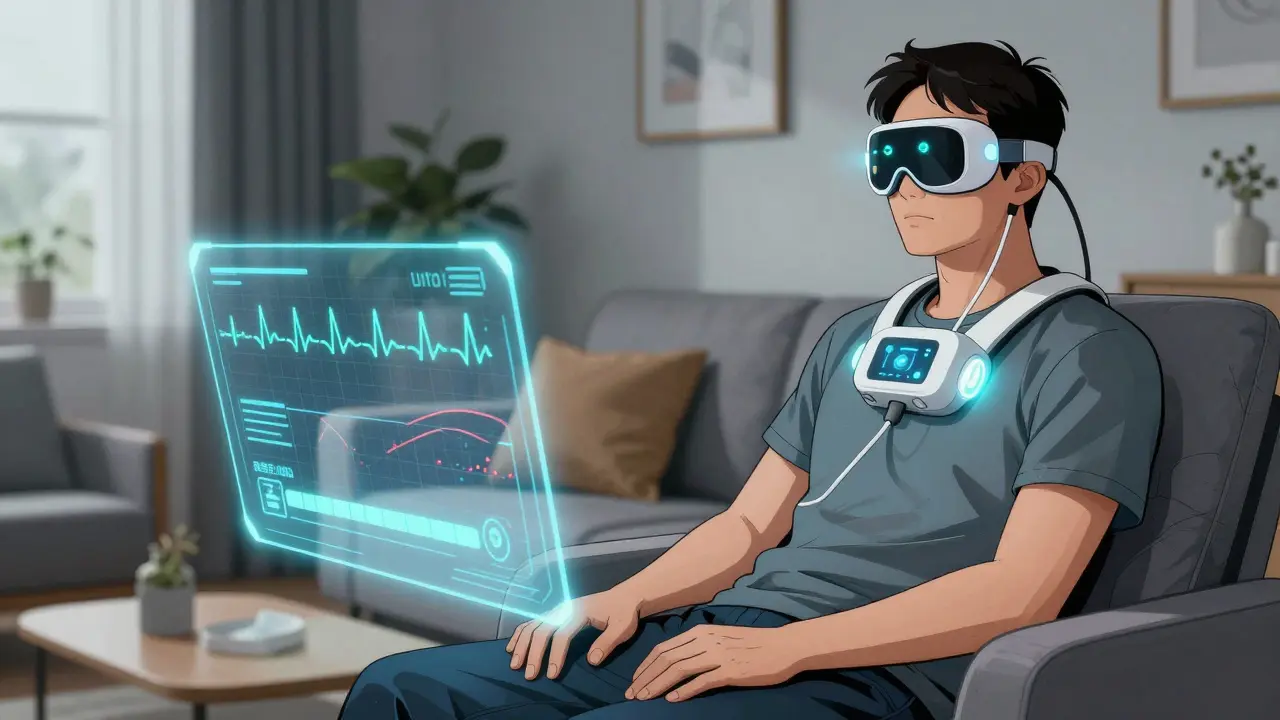Patient using remote monitoring technology for home-based drug desensitization