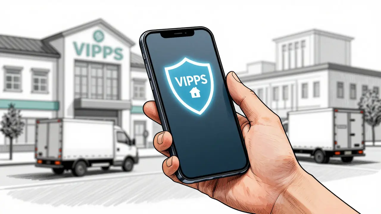 Secure phone transaction with safety shield icon
